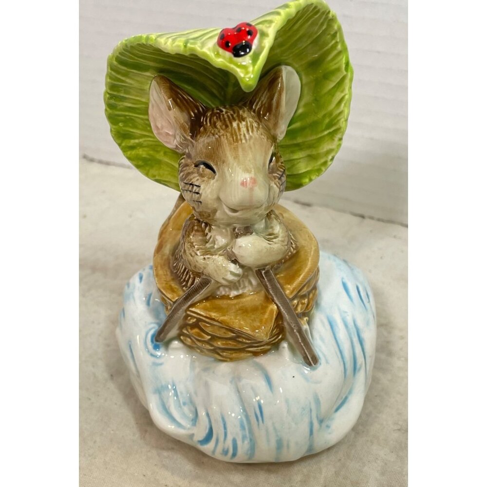 Gibson Greetings Musical Mouse and lady bug Rowing musical Figurine